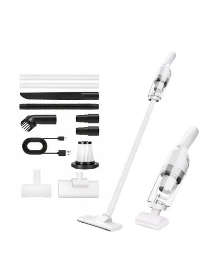 Aspirator vertical fara fir 2 in 1, reincarcabil USB, portabil, cu accesorii, alb