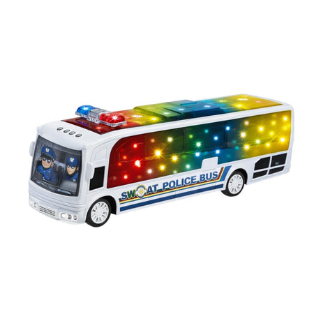 Autobuz de politie cu lumini 5D si sunete, bump and go, multicolor