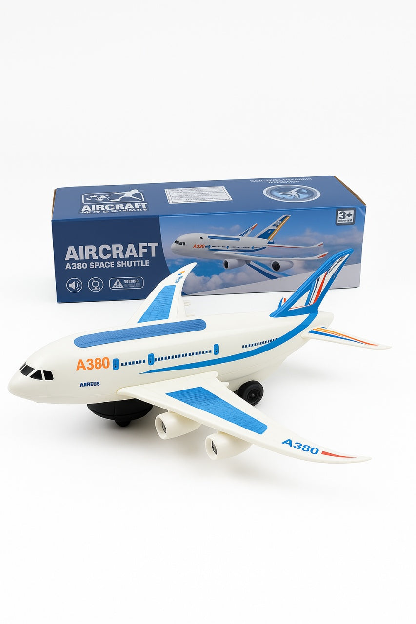 Avion Jucarie A380 cu Lumini, Sunete si Ridicare Automata , Bump Go, Model Mare pentru Copii