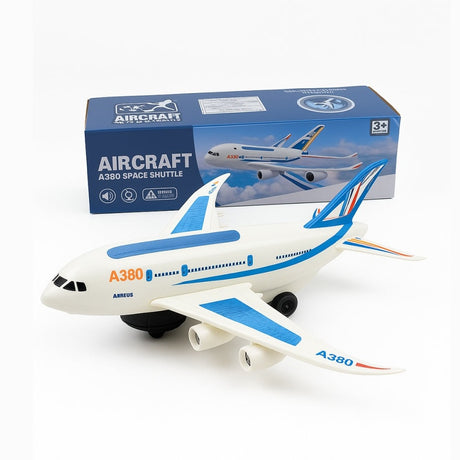 Avion Jucarie A380 cu Lumini, Sunete si Ridicare Automata , Bump Go, Model Mare pentru Copii