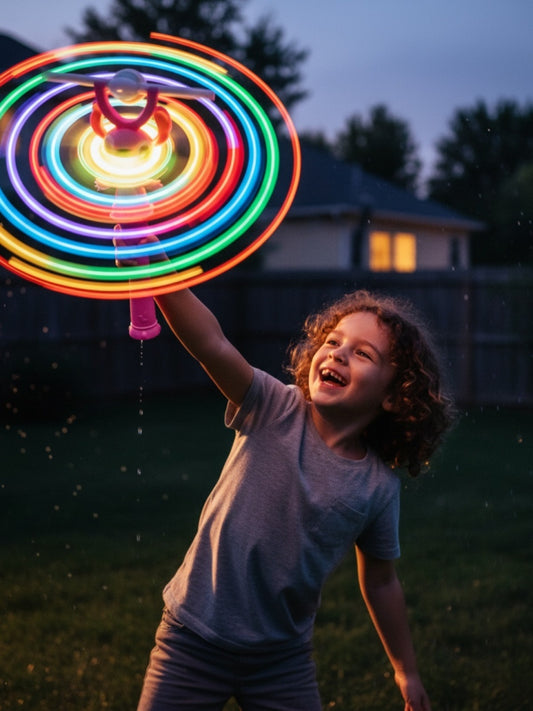 Bagheta cu elice rotativa, lumini LED si sunete, figurina roz 30 cm