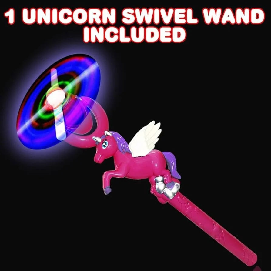 Bagheta cu elice rotativa, lumini LED si sunete, figurina unicorn roz 35 cm