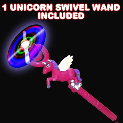 Bagheta cu elice rotativa, lumini LED si sunete, figurina unicorn roz 35 cm