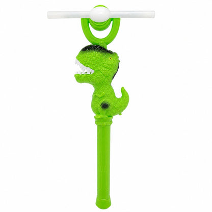 Baghetă cu lumini, Dinozaur verde, cu elice rotativă 360°, 38 cm – jucărie interactivă pentru copii
