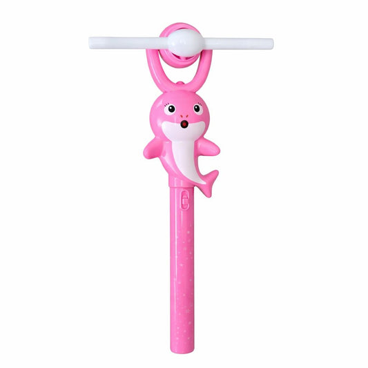 Baghetă magică cu elice rotativă și lumini, model rechin, jucărie interactivă pentru copii, Roz, 35 cm