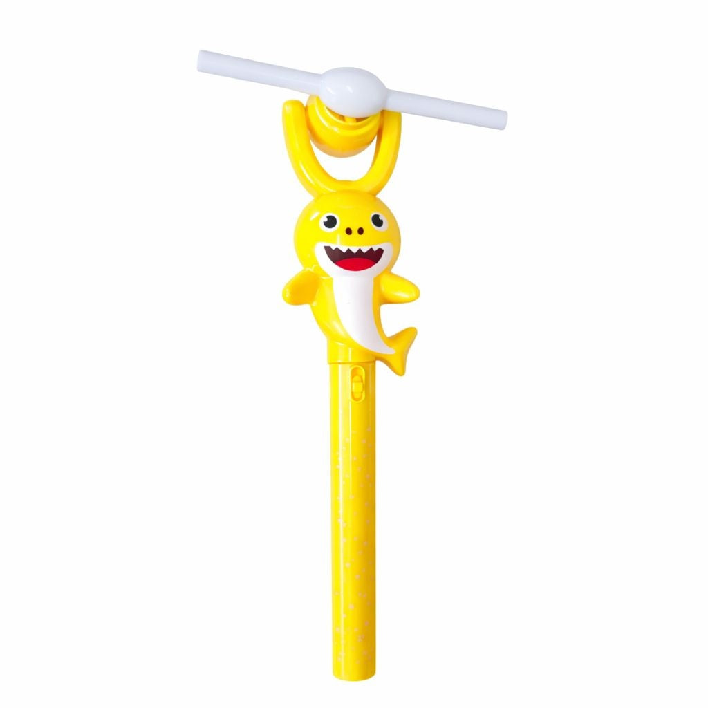 Baghetă magică cu elice rotativă și lumini, model rechin, jucărie interactivă pentru copii, Galbenă, 35 cm