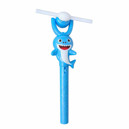 Baghetă magică cu elice rotativă și lumini, model rechin, jucărie interactivă pentru copii, Albastră, 35 cm
