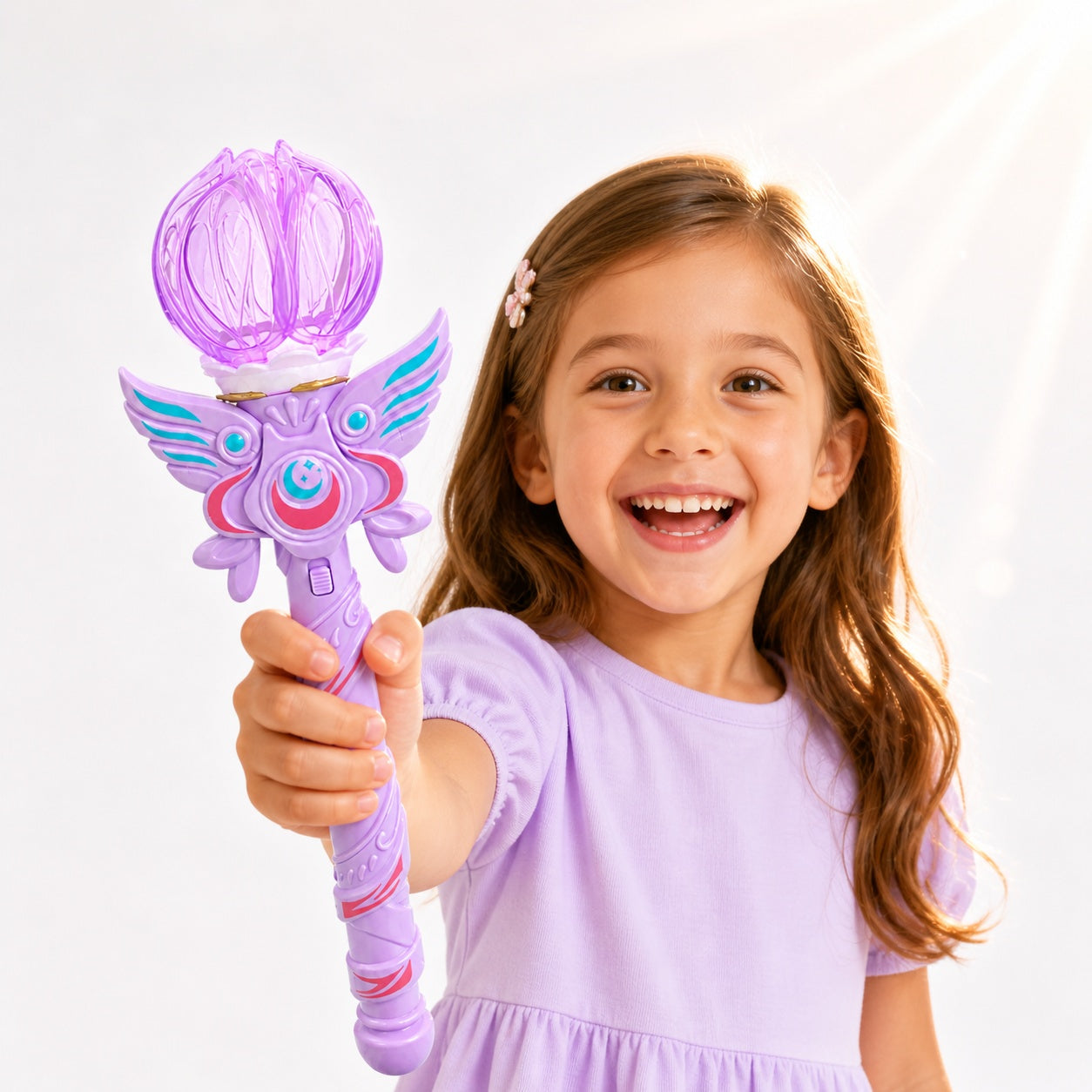 Baghetă magică cu lumini LED, mov 38 cm – jucărie copii cu efecte luminoase