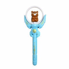Bagheta magica interactiva pentru copii cu lumini si sunete, rotire, model ursulet, albastru, 36 cm