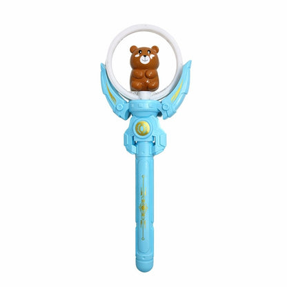 Bagheta magica interactiva pentru copii cu lumini si sunete, rotire, model ursulet, albastru, 36 cm