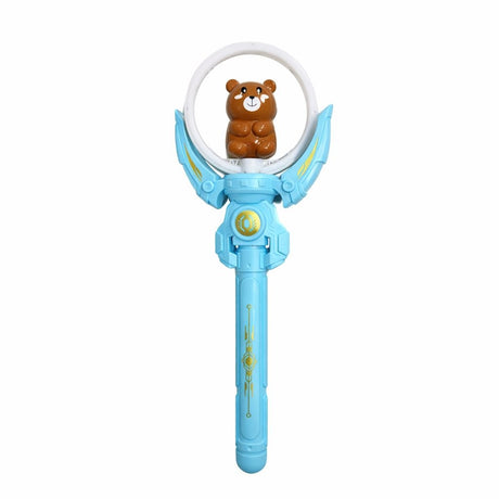 Bagheta magica interactiva pentru copii cu lumini si sunete, rotire, model ursulet, albastru, 36 cm