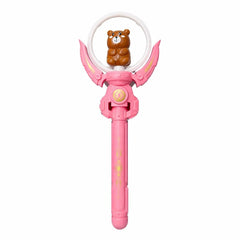 Bagheta magica interactiva pentru copii cu lumini si sunete, rotire, model ursulet, roz, 36 cm