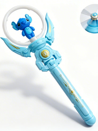 Bagheta magica muzicala cu lumini si figurina albastra rotativa 35 cm