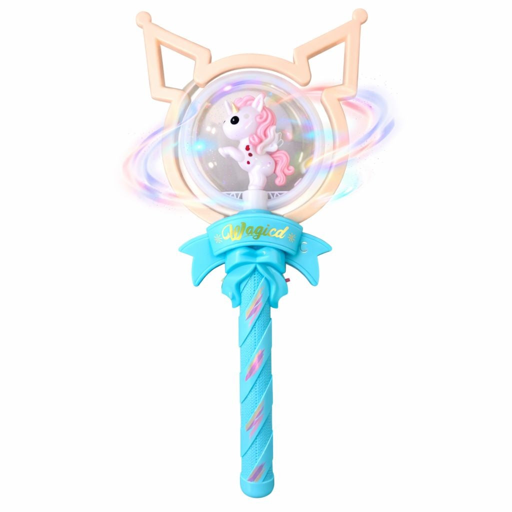 Baghetă Magică pentru Copii, Jucărie Interactivă din Plastic, Design Unicorn, Albastru,42 cm