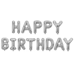 Baloane folie HAPPY BIRTHDAY argintiu 35cm , set decor aniversar 13 litere