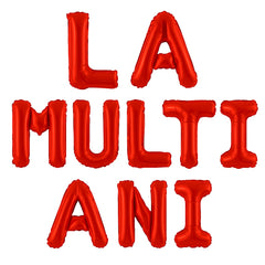 Baloane folie LA MULTI ANI rosu 40cm , set decor aniversar 10 litere