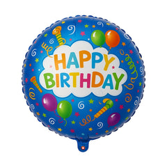 Balon folie 45cm Happy Birthday albastru , decor colorat pentru aniversari