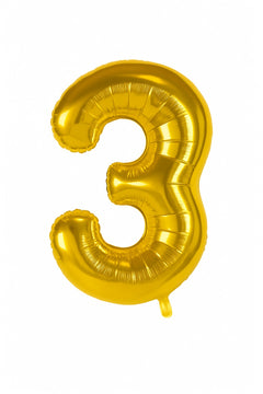 Balon folie cifra 3 auriu, 35 cm, pentru aniversari si decoratiuni, 1 buc