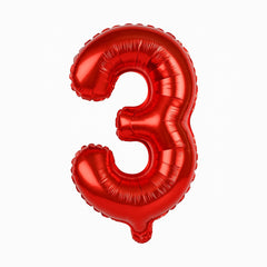 Balon folie cifra 3 rosu, 35 cm, pentru aniversari si decor, 1 buc