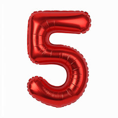 Balon folie cifra 5 rosu, 35 cm, pentru aniversari si petreceri, 1 buc