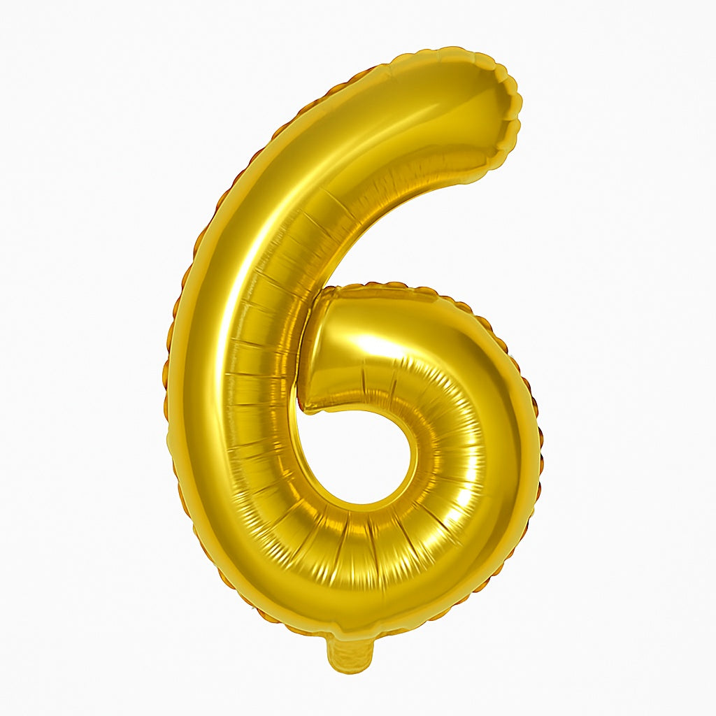 Balon folie cifra 6 auriu, 35 cm, pentru aniversari si petreceri, 1 buc