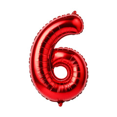 Balon folie cifra 6 rosu, 35 cm, pentru aniversari si petreceri, 1 buc