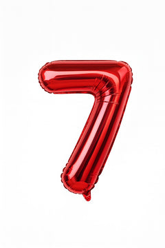 Balon folie cifra 7 rosu, 35 cm, pentru aniversari si petreceri, 1 buc