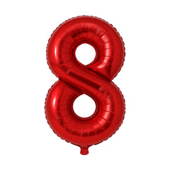 Balon folie cifra 8 rosu, 35 cm, pentru aniversari si petreceri, 1 buc
