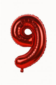 Balon folie cifra 9 rosu, 35 cm, pentru aniversari si petreceri, 1 buc
