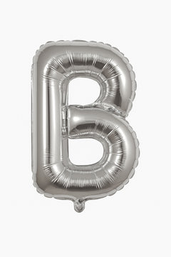 Balon folie litera B argintiu 35 cm, decor pentru petreceri si aniversari, 1 buc