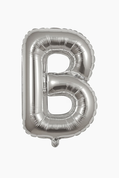 Balon folie litera B argintiu 35 cm, decor pentru petreceri si aniversari, 1 buc