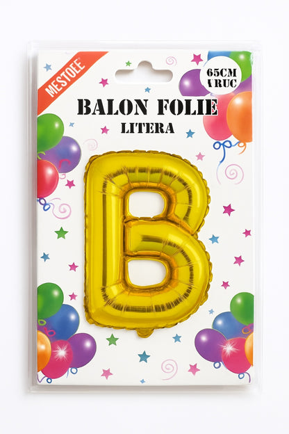 Balon folie litera B auriu 65 cm, decor petreceri si aniversari, 1 buc