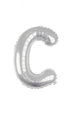 Balon folie litera C argintiu, 35 cm, decor aniversari si petreceri, 1 buc