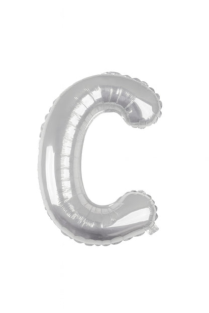 Balon folie litera C argintiu, 35 cm, decor aniversari si petreceri, 1 buc