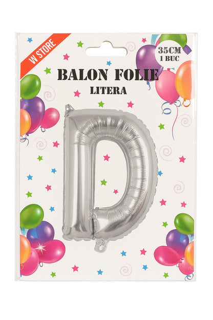 Balon folie litera D argintiu 35 cm, decor petreceri si aniversari, 1 buc