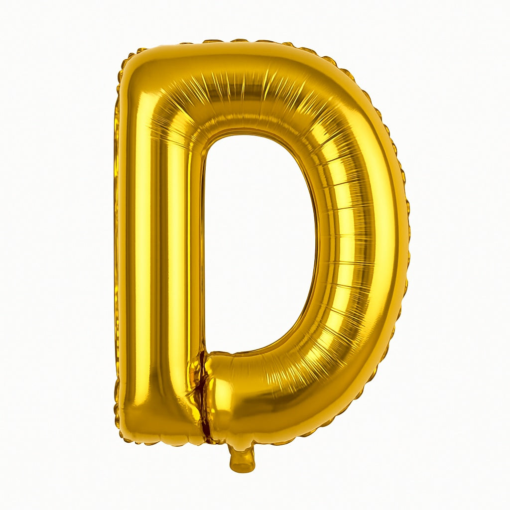 Balon folie litera D auriu 35 cm, decor aniversari si petreceri, 1 buc