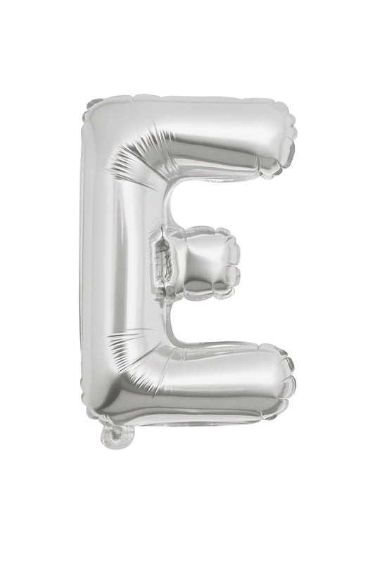 Balon folie litera E argintiu 35 cm, decor aniversari si petreceri, 1 buc