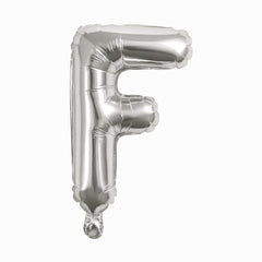 Balon folie litera F argintiu, 35 cm, decor petreceri si aniversari, 1 buc