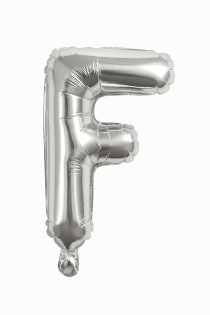 Balon folie litera F argintiu, 35 cm, decor petreceri si aniversari, 1 buc