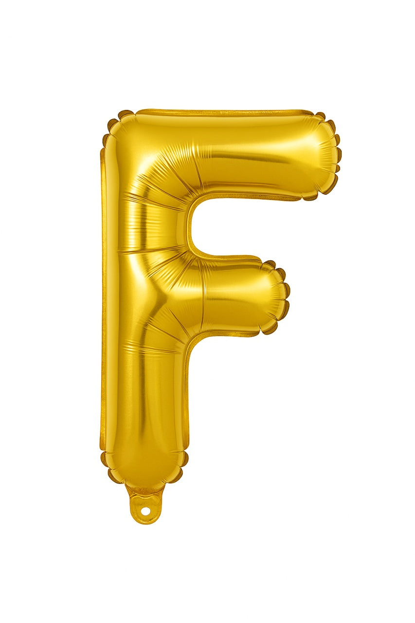 Balon folie litera F auriu 35 cm, decor aniversari si petreceri, 1 buc