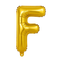 Balon folie litera F auriu 35 cm, decor aniversari si petreceri, 1 buc