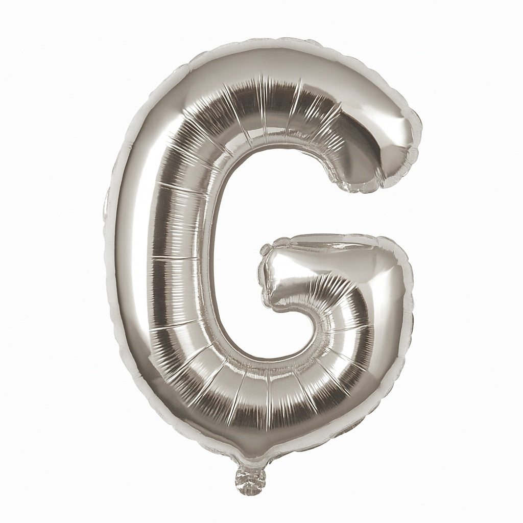 Balon folie litera G argintiu 35 cm, decor aniversari si petreceri, 1 buc