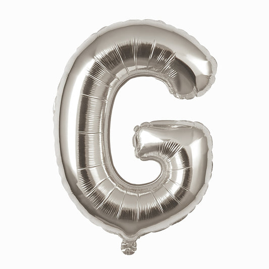 Balon folie litera G argintiu 35 cm, decor aniversari si petreceri, 1 buc