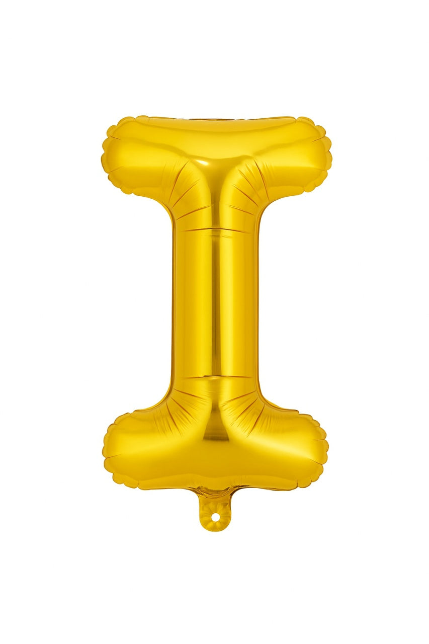 Balon folie litera I auriu 35 cm, decor aniversari si petreceri, 1 buc