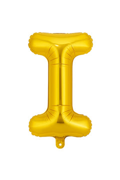 Balon folie litera I auriu 35 cm, decor aniversari si petreceri, 1 buc