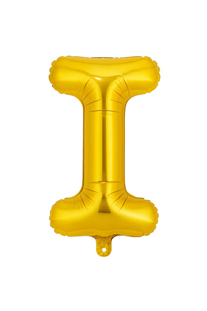 Balon folie litera I auriu 35 cm, decor aniversari si petreceri, 1 buc