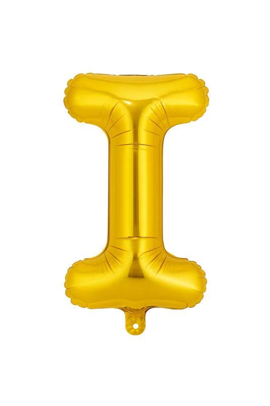 Balon folie litera I auriu 35 cm, decor aniversari si petreceri, 1 buc