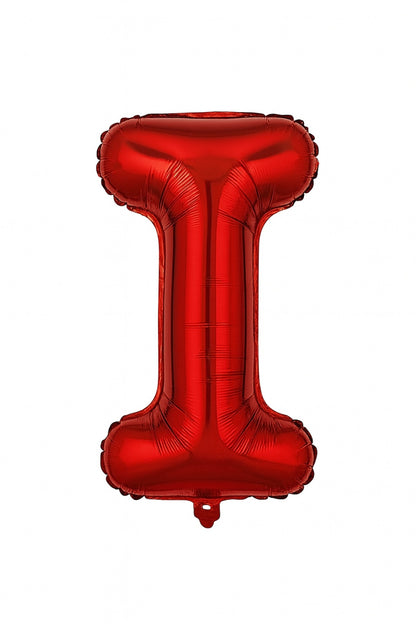 Balon folie litera I rosu 35 cm, decor aniversari si petreceri, 1 buc
