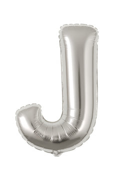 Balon folie litera J argintiu, 35 cm, decor petreceri, aniversari, 1 buc