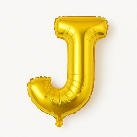 Balon folie litera J auriu, 35 cm, decor petreceri si aniversari, 1 buc
